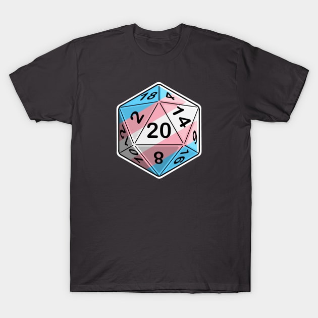 Trans Pride d20 T-Shirt by PaintbrushesAndPixels